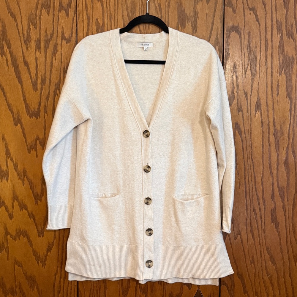 Madewell Oatmeal Longline Button Front Cardigan Sweater Size Medium